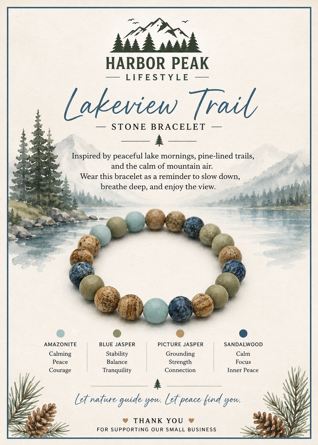 Lakeview Trail Natural Stone Bracelet