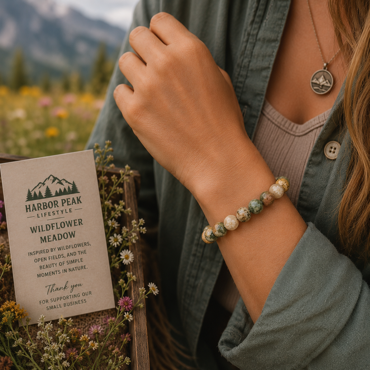 Wildflower Meadow Natural Stone Bracelet