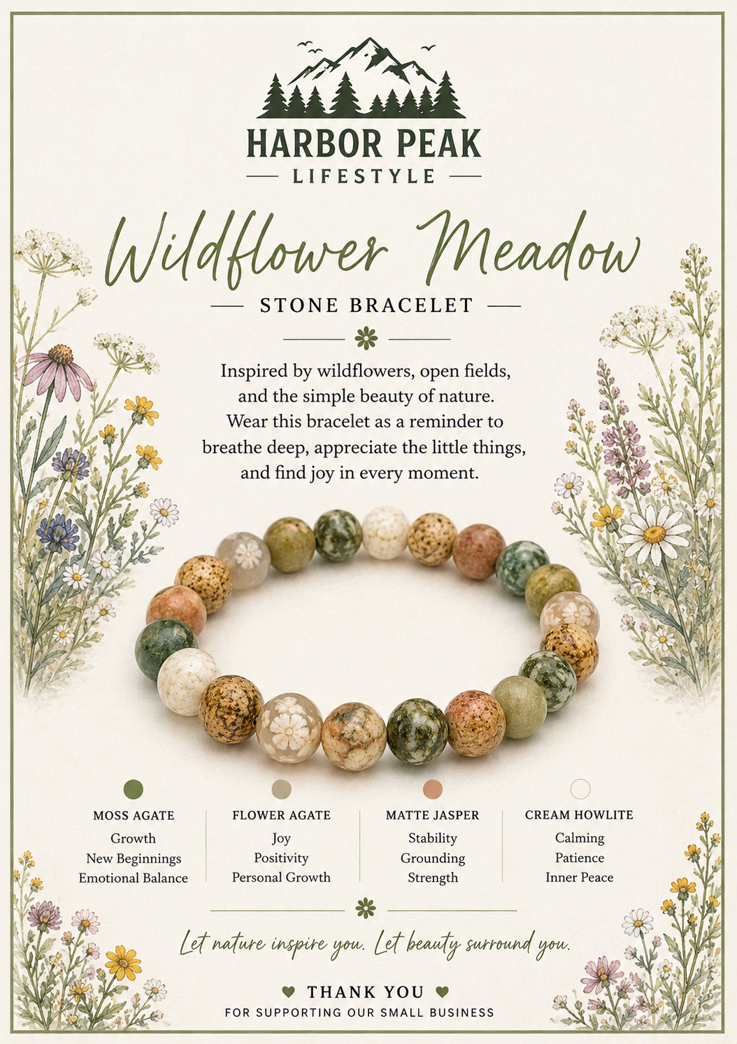 Wildflower Meadow Natural Stone Bracelet