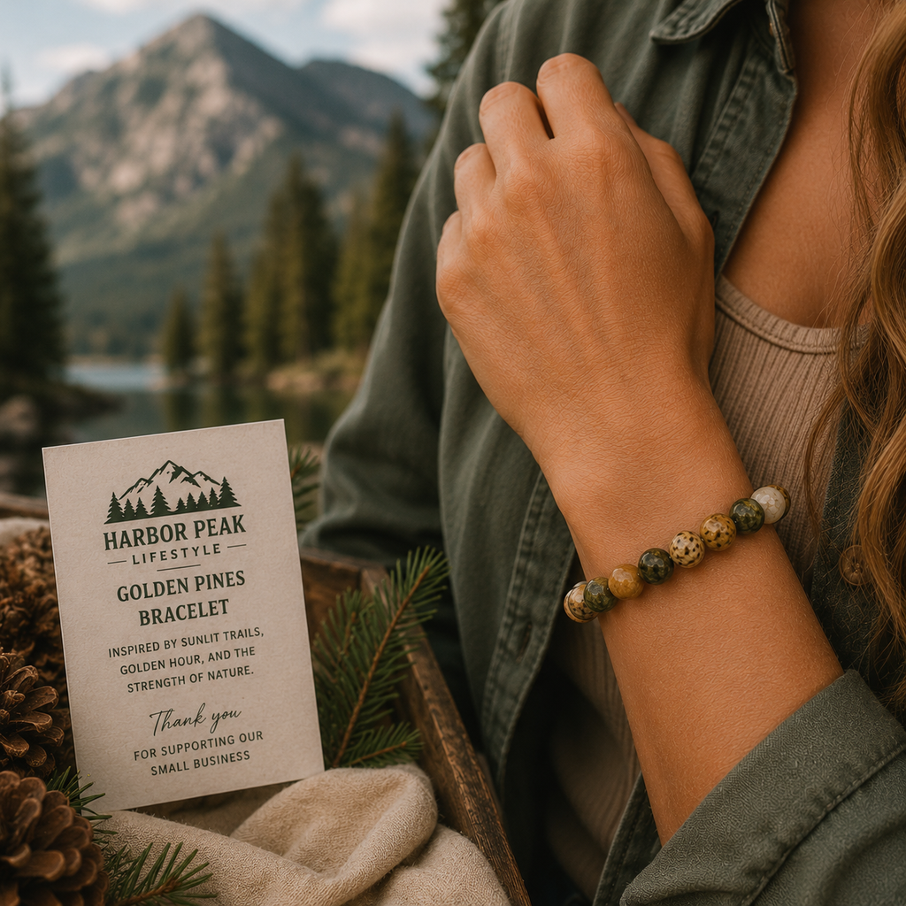 Golden Pines Natural Stone Bracelet