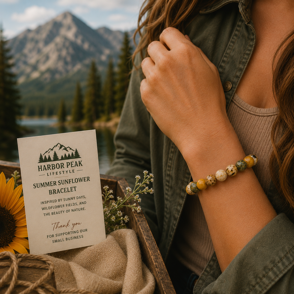 Summer Sunflower Natural Stone Bracelet