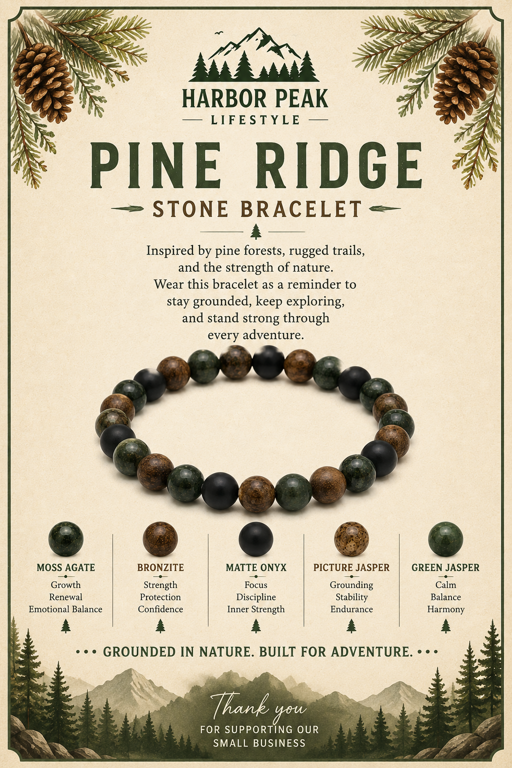 Pine Ridge Stone Bracelet Men's