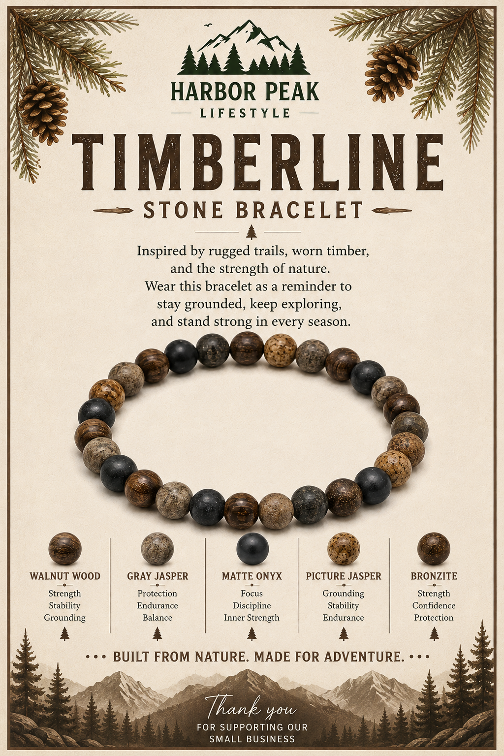 Timberline Stone Bracelet Men's