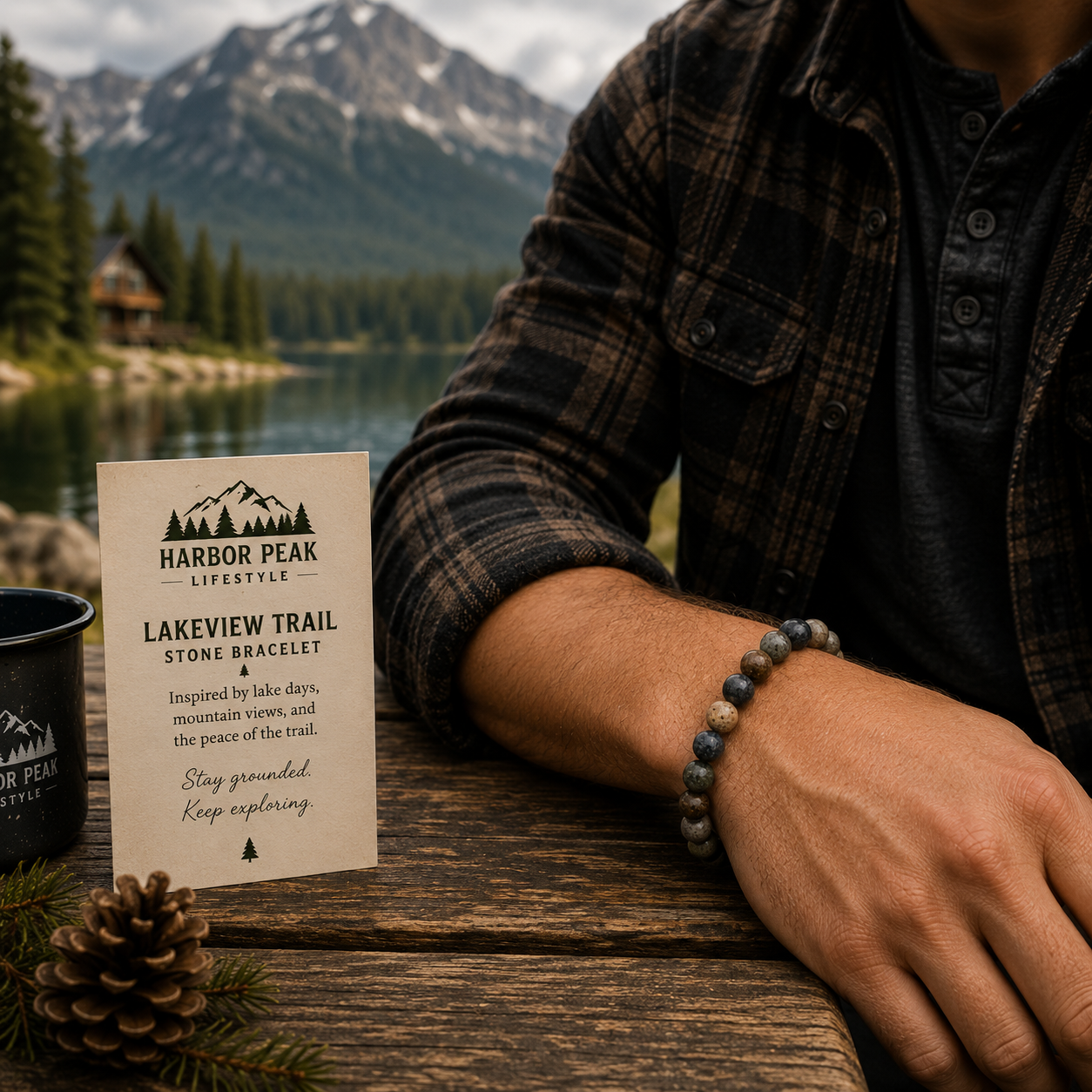 Lakeview Trail Men’s Stone Bracelet