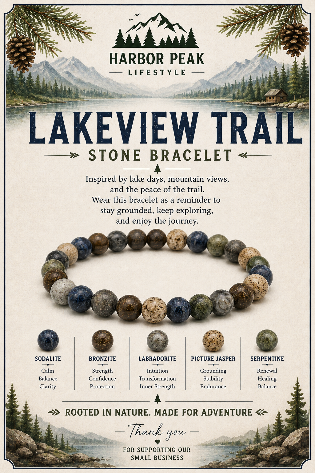 Lakeview Trail Men’s Stone Bracelet